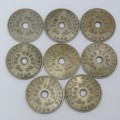 Southern Rhodesia lot of 8 copper nickel pennies - 1934, 1935, 1936, 1937, 1939, 1940, 1941, 1942