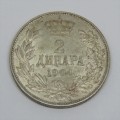 1904 Serbia two Dinara uncirculated - Light bag marks