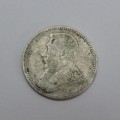 ZAR Kruger 1893 Sixpence well used