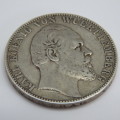 1869 German States Wurttemberg Thaler - Scarce - 31000 minted VF+