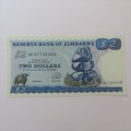 Zimbabwe 4th issue Two Dollars Harare 1994 - Uncirculated