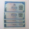 Reserve Bank of Rhodesia One dollar 15 October 1974 Lot of 4 banknotes uncirculated