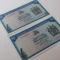 Reserve Bank of Rhodesia One dollar 15 October 1974 Lot of 4 banknotes uncirculated