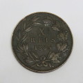 1885 Portugal bronze 10 Reis