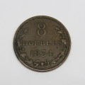 1834 Guernsey copper 8 Doubles