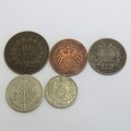 Lot of 5 old coins - Each one over 100 years