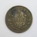 1908 J German East Africa five 5 Heller - XF