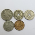 Lot of 5 coins each one over 100 years old