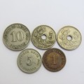 Lot of 5 coins each one over 100 years old