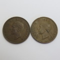 1940 One pennies - 2 Varieties - Dot after 1940 and no dot after 1940