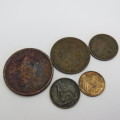 Lot of 5 Old coins - All older than 100 years