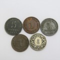 Lot of 5 coins - Each one older than 100 years
