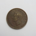 1942 South Africa half penny with major die flaw