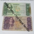 Old South Africa R1, R2, R5 and R10 banknotes