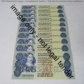 GPC de Kock Lot of 10 uncirculated R2 banknotes with consecutive numbers