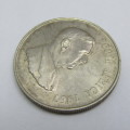 1967 South Africa Silver R1 pregnant springbok - SCARCE - 1966 is not the only year of issue