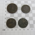 Lot of 4 coins over 100 years - Some over 200 years