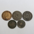 Lot of 5 world coins - Each one over 100 years old