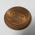 1990 South Africa Error coin misstruck - 5 cent