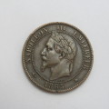 1863 France Bronze 10 Centimes VF