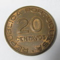 1936 Mozambique Bronze 20 Centavos AU+ with mint luster