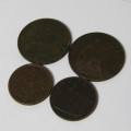 Lot of 4 antique coins each one over 100 years old