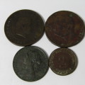 Lot of 4 antique coins each one over 100 years old