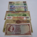 Lot of 8 old international banknotes