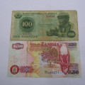 Lot of 8 old international banknotes