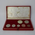 1968 South Africa short proof set with English R1 in red long proof box