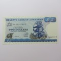 Zimbabwe $2 crisp uncirculated Harare 1994 ZW 14