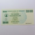Zimbabwe $500000 bearer cheque 1 July 2007 uncirculated ZW 85