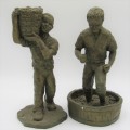 Set Bronzed resin sculptures of winemakers by Miriam Schwartz - 29.5cm
