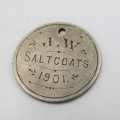 British Victorian Sixpence engraved J.W. Saltcoats 1901 - Trench Art