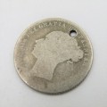 British Victorian Sixpence engraved J.W. Saltcoats 1901 - Trench Art