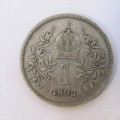 1893 Austria Silver 1 Corona