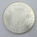 1973 Netherlands 10 Gulden - Silver - uncirculated