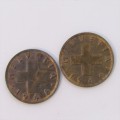 1948 and 1949 Switzerland 1 Rappen coins - both uncirculated