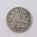 1880 Switzerland Franc - scarce