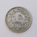 1912 Switzerland 1 Franc - VF+