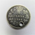 1871 Canada 5 cent - holed