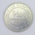1923 German States Hamburg Reckoning token 5/100th Mark