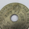 1946 British West Africa Penny - SA mintmark - XF+/AU - RARE