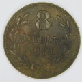 1914 Guernsey 8 Doubles - XF