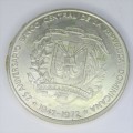 1972 Dominican Republic Silver 1 Peso crown size coin