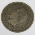 1854 France 5 Centimes `W` mintmark - VF