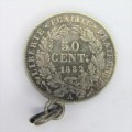 1882 France 50 Centimes - XF - mount ring