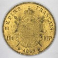 Napoleon 3 contemporary copy of 1869 gold 100 Franc piece