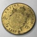 Napoleon 3 contemporary copy of 1869 gold 100 Franc piece