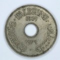 1939 Palestine 10 Mils - off centre hole - XF+